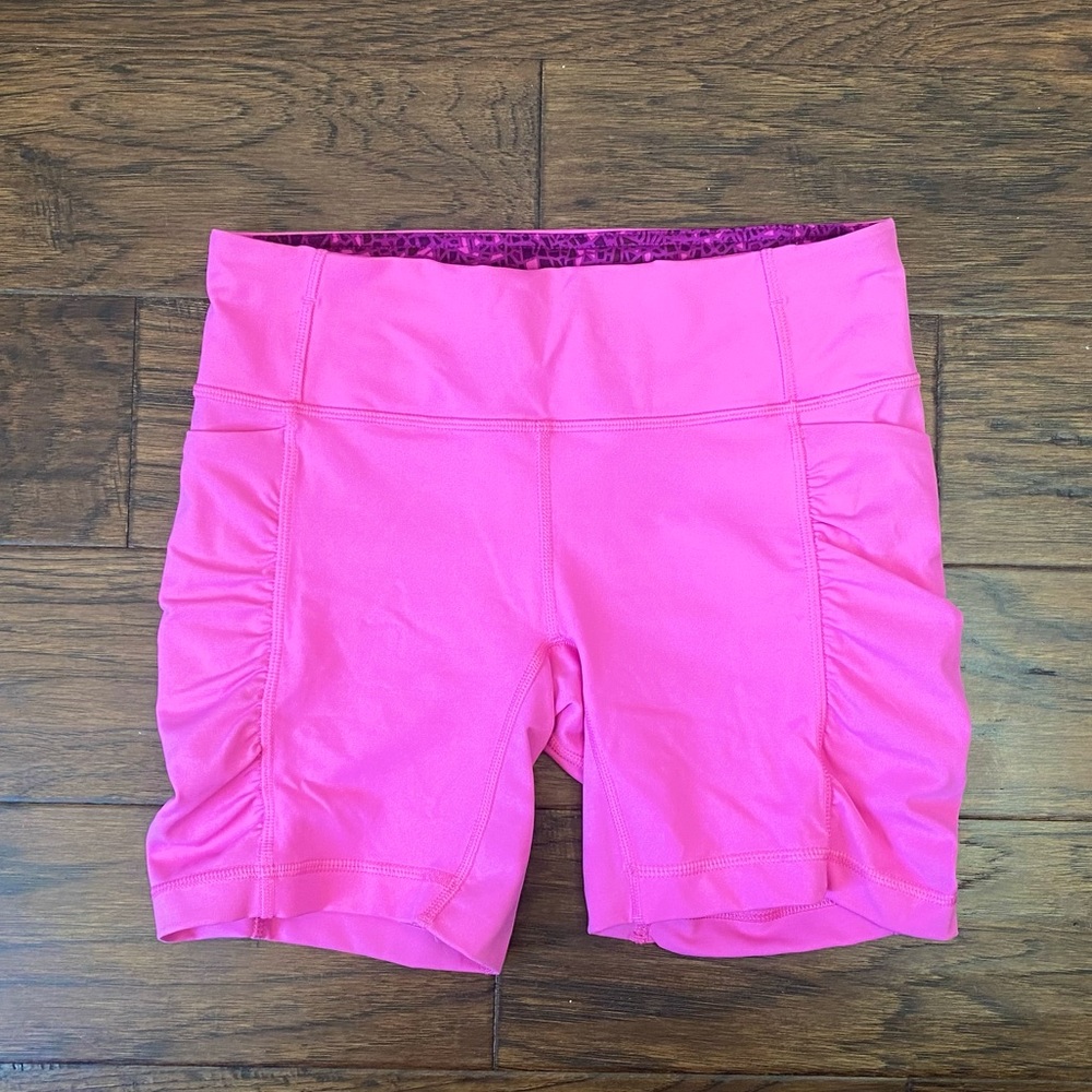 Lululemon Bubble Gum Pink Paradise Speed Track Biker shorts